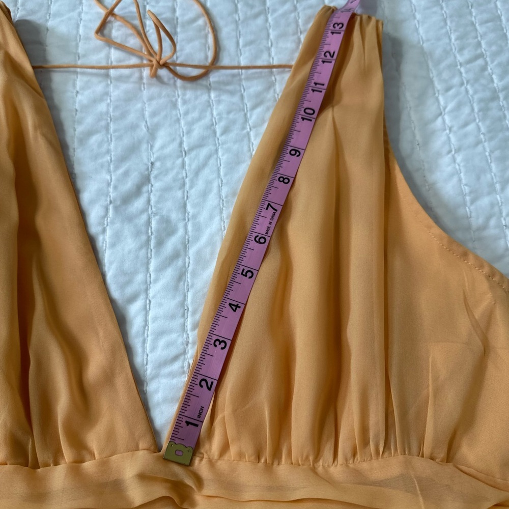 Abercrombie & Fitch Orange V-Neck Mini Fit and Flare Open Back Dress in Size L - Picture 11 of 15